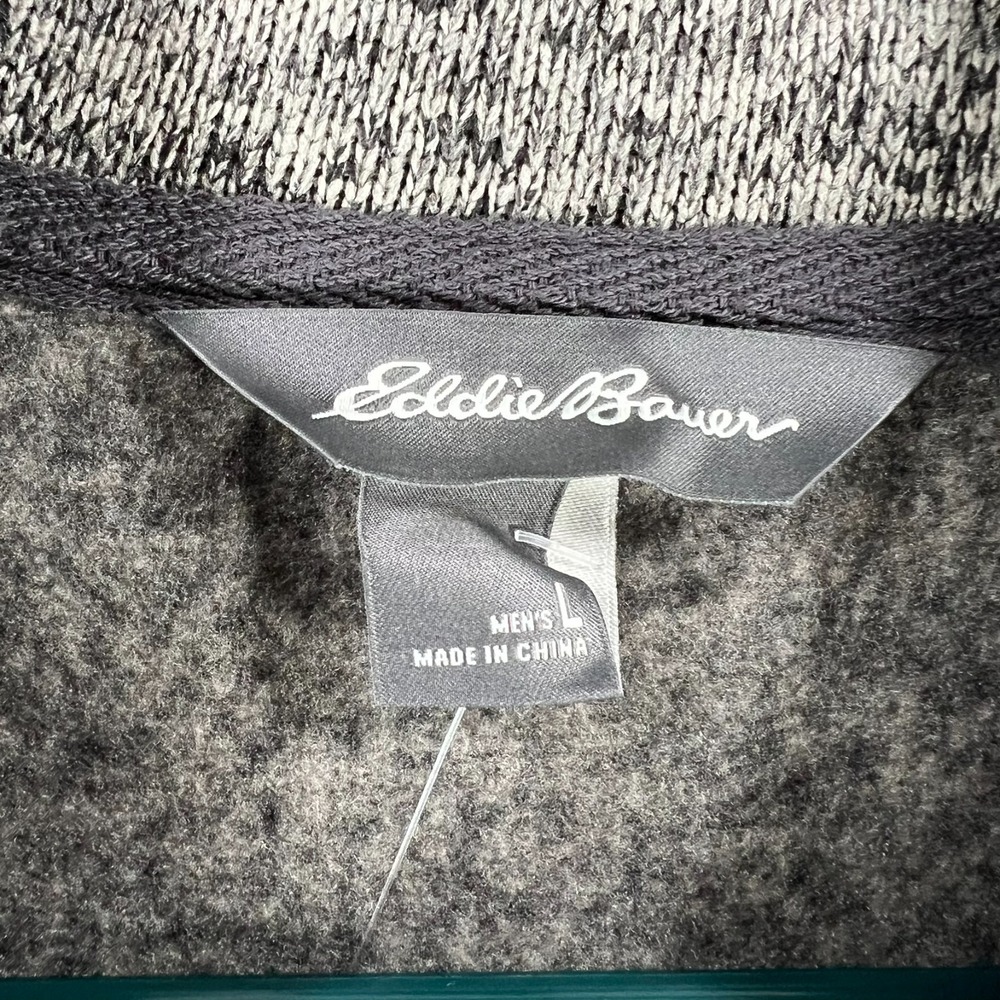 Eddie Bauer Pullover Fleece Mens Large Green Long Sleeve 1/4 Snap Casual New - Picture 2 of 14